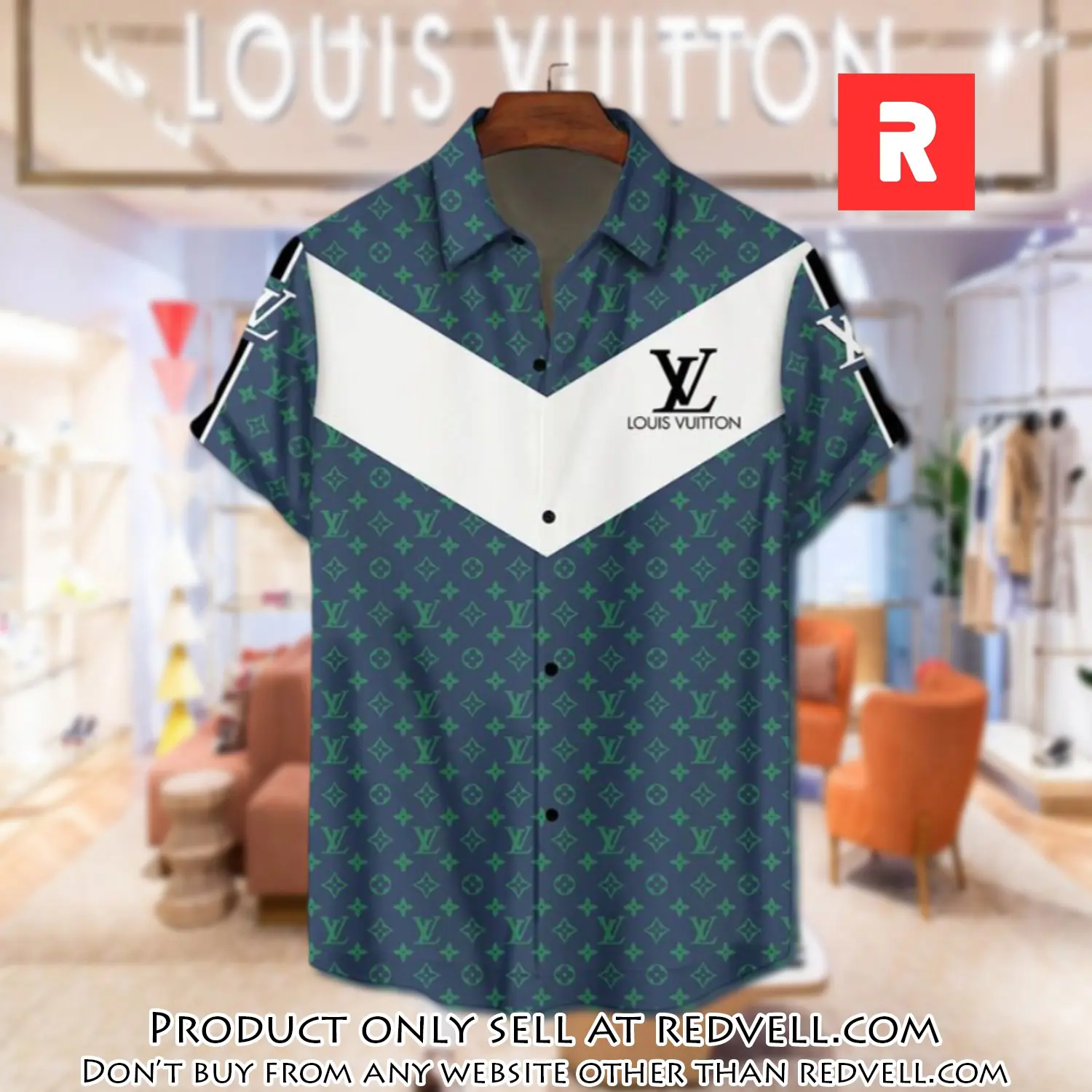 Lv louis vuitton luxury hawaiian shirt & short set lhs1197 rv4132317